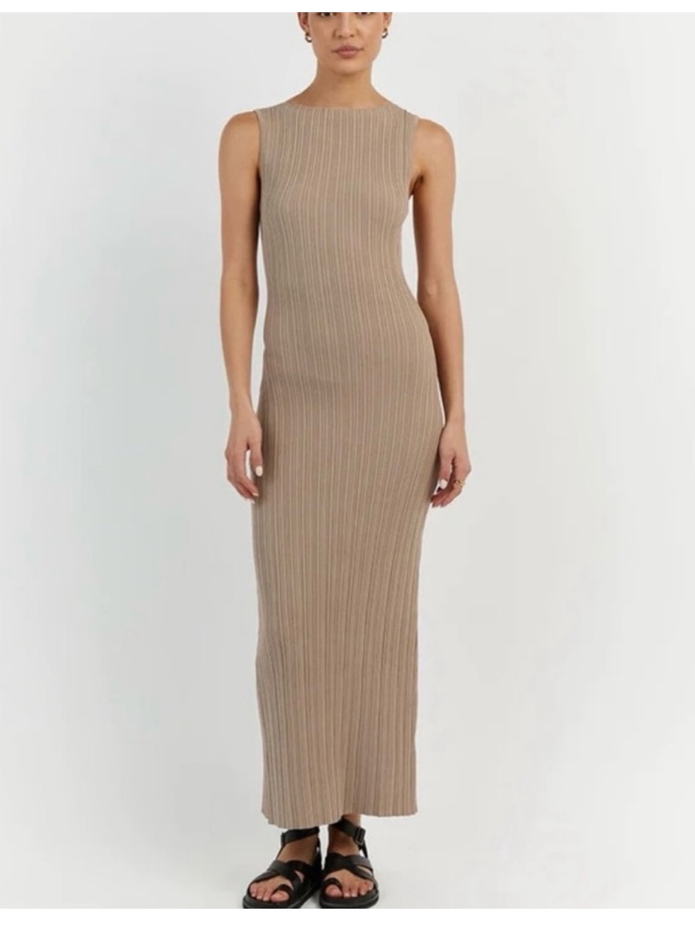 DISSH Ribbed Maxi Dress in Taupe